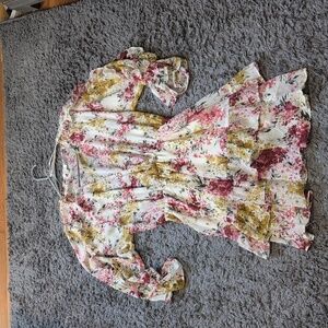 Umgee Cream And Wine Floral Dress